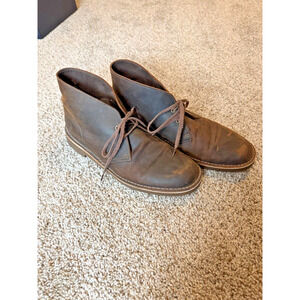 Clarks Bushacre 2 Chukka Desert Boots Mens 12 US Brown Leather Shoes Low Heel